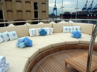 Top deck, large sun bathing area aft