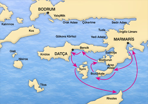 Marmaris Rhodes cruise route